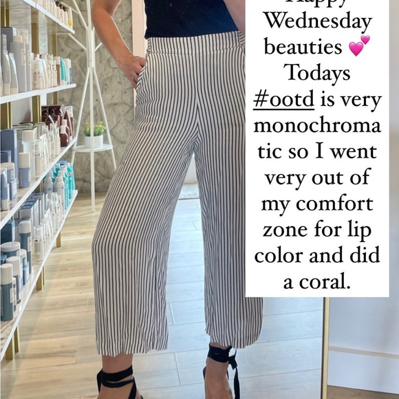 Aritzia-Faun Stripe Wide Leg Tie Back Pants (Medium) - Picture 5 of 5